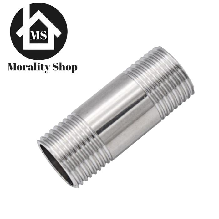 Gambar double nepel 1/2 stainless panjang 5cm 7cm 10cm - 116x 5cm dari Morality Shopping undefined Tokopedia