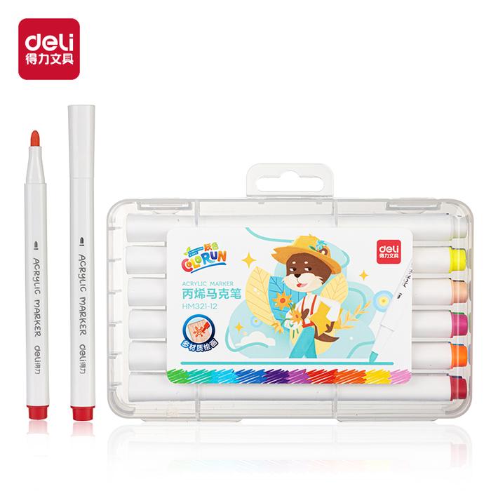 Gambar Deli Spidol Akrilik / Acrylic Marker 48 warna HM321 - 12 warna dari Deli Stationery Indonesia undefined Tokopedia