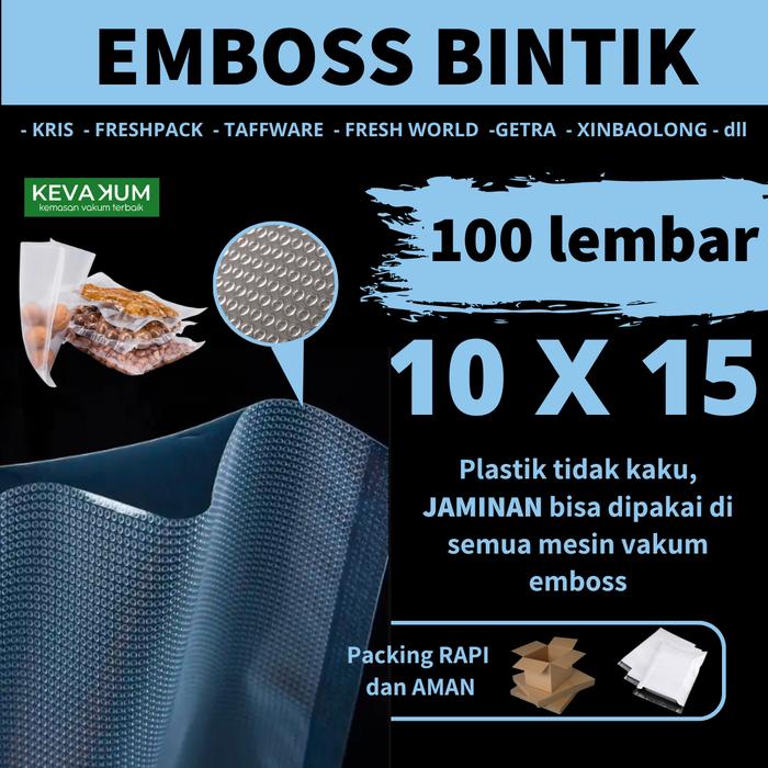 Gambar Plastik Vakum Vacuum Vacum Makanan Emboss Embos (Bintik) Bags - 10x15 (100 lbr) dari KEVAKUM undefined Tokopedia