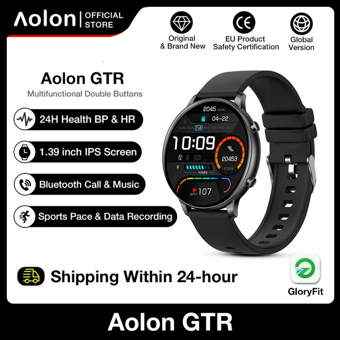 Gambar Aolon GTR Smartwatch 1.39Inch HD Touch Screen | Kalkulator|Wallpaper Kustom /Bluetooth watch/Calorie sports watch/ Jam Tangan Pria Wanita - Hitam dari Aolon undefined Tokopedia