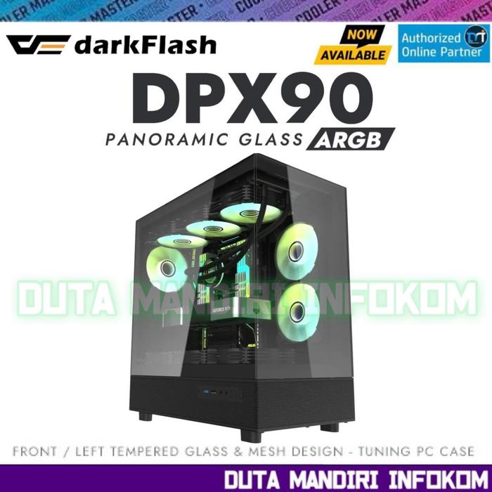 Gambar darkFlash DPX90 - Panoramic Pillarless Tempered Glass Mid-Tower ATX Gaming Case I DPX-90 - Black Edition  dari Duta Mandiri Infokom undefined Tokopedia