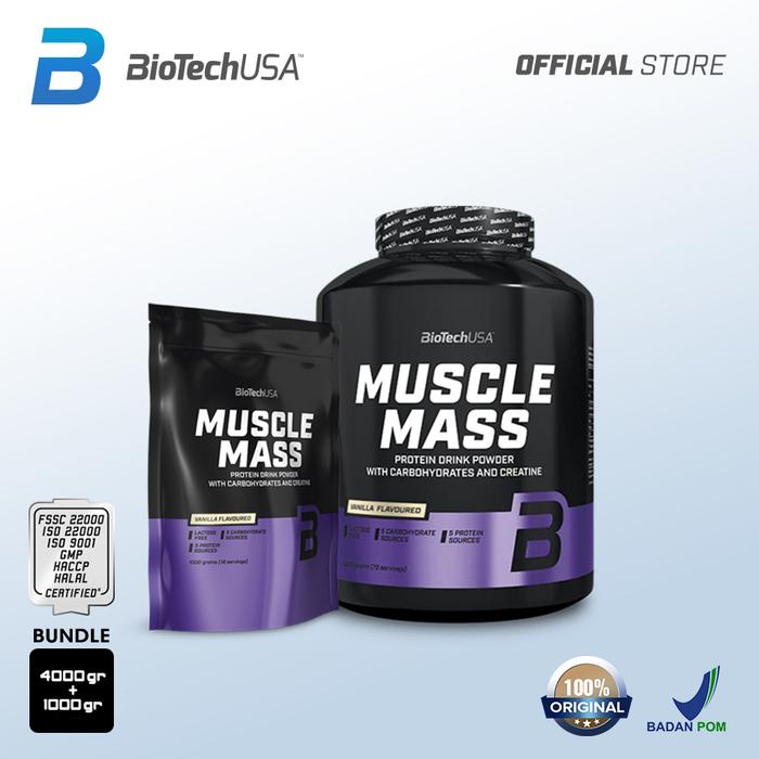 Gambar BioTechUSA -  Bundle MUSCLE MASS GAINER 11 Lbs (4000+1000 Gram ) - Vanila dari BioTechUSA Store undefined Tokopedia
