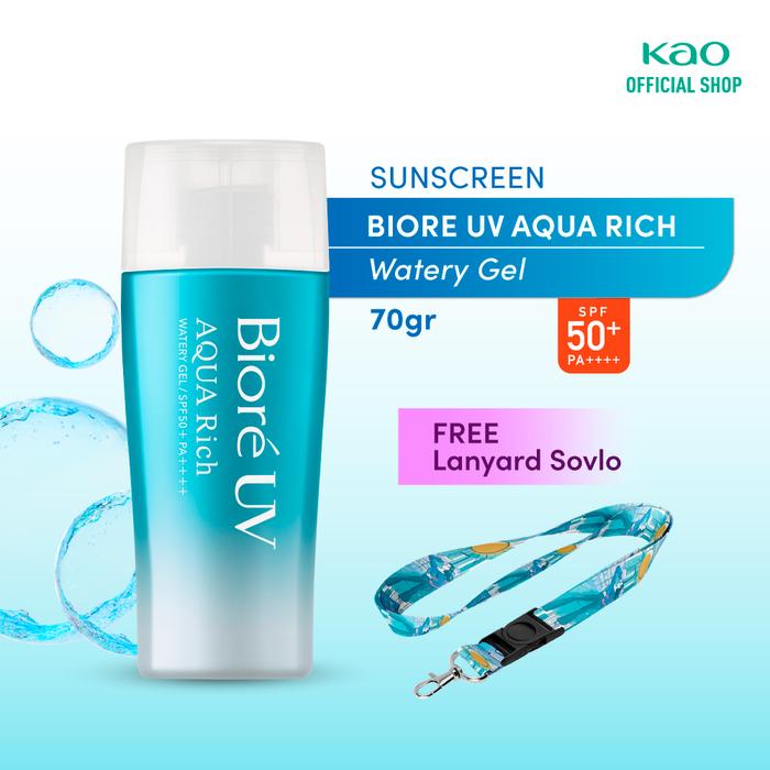 Gambar Biore UV Aqua Rich Sunscreen Watery Gel SPF50 PA++++ 70gr + Gift - Lanyard Sovlo dari KAO Indonesia undefined Tokopedia