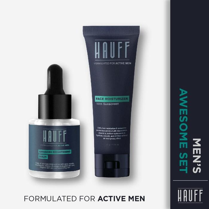 Gambar Ekstra Hauff Men'S Awesome Set (Serum + Moisturizer With Sunscreen) | Mencerahkan Wajah Kusam | Menghin Noda Hitam Bekas Jerawat | Mengatasi Jerawat | Spf 35 + 2In1 Melembapkan & Melindungi Wajah Dari Sinar Uv | Ringan & Tidak Lengket dari Erdyaninghk Seller undefined Tokopedia