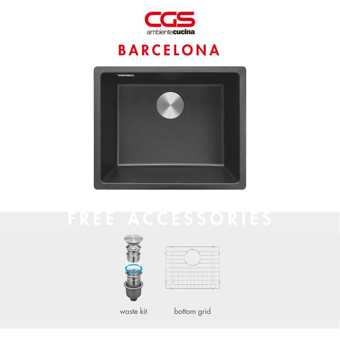 Gambar Kitchen Sink Bak Cuci Dapur Granit 1 Lubang CGS BARCELONA Rockgranite Sink - Undermount Topmount - BLACK dari CGS Indonesia undefined Tokopedia