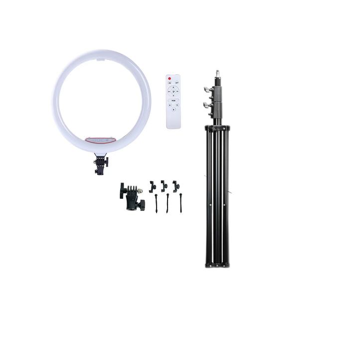 Gambar ring light besar  tripod 2m Ringlight led ukuran 45 cm bisa pasang 3 hp - dengan tripod dari Fandaku foto undefined Tokopedia