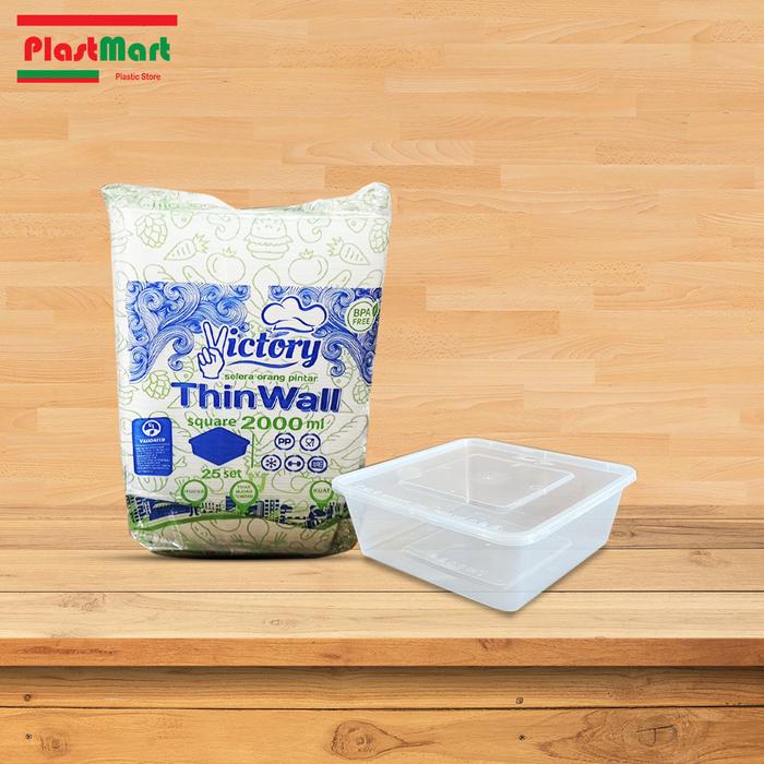 Gambar Thinwall Square Victory - 2000 ml / Kotak Makan / Thinwall Kotak / Thinwall Victory dari PlastikPancaBudiOfficial undefined Tokopedia