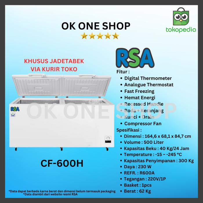 Jual RSA Chest Freezer CF 600 H | Freezer Box CF-600H | Box Pembeku ...