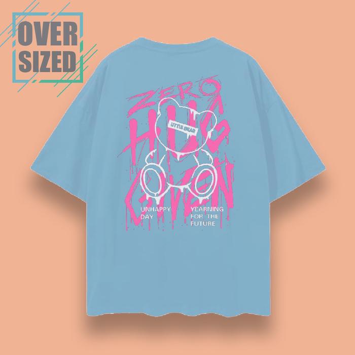 Gambar kaos oversized wanita korea style hug C - Biru Muda dari Psychopedia undefined Tokopedia