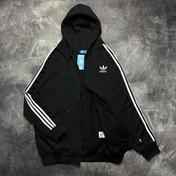 Zipper Hoodie Adidas 3Foil Firebird Original Full Tag Wos Outerwear Pria  Wanita Hitam, M - Main Image