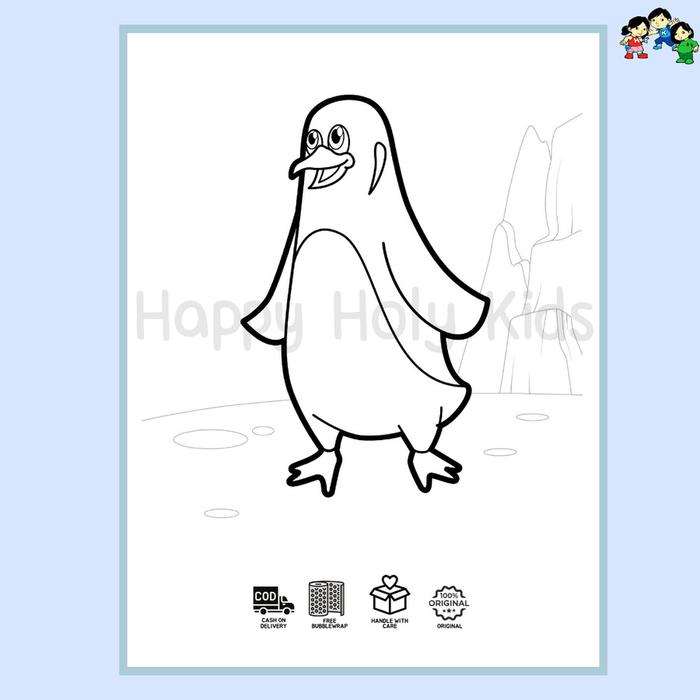 Gambar Kertas Gambar Mewarnai Hewan Lucu-Part 2-Lembar Aktivitas Mewarnai A4 Coloring Sheet TK/PAUD/SD - Pinguin dari Buku Dunia Anak undefined Tokopedia