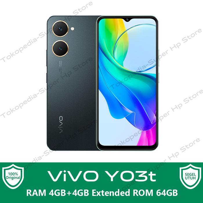 Gambar ViVO Y03t 4/64GB 4/32GB 5000mAh Baterai 15W FlashCharge Garansi Resmi 100% Original - Y03t 4/64 Black, Full Set Bawaan dari Super Hp Store undefined Tokopedia