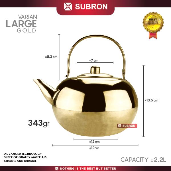 Gambar SUBRON Teko Stainless Bulat 1.2L 1.6L 2.2 Liter Tea Pot Air Panas Teh - Large Gold dari SUBRON KITCHENWARE undefined Tokopedia