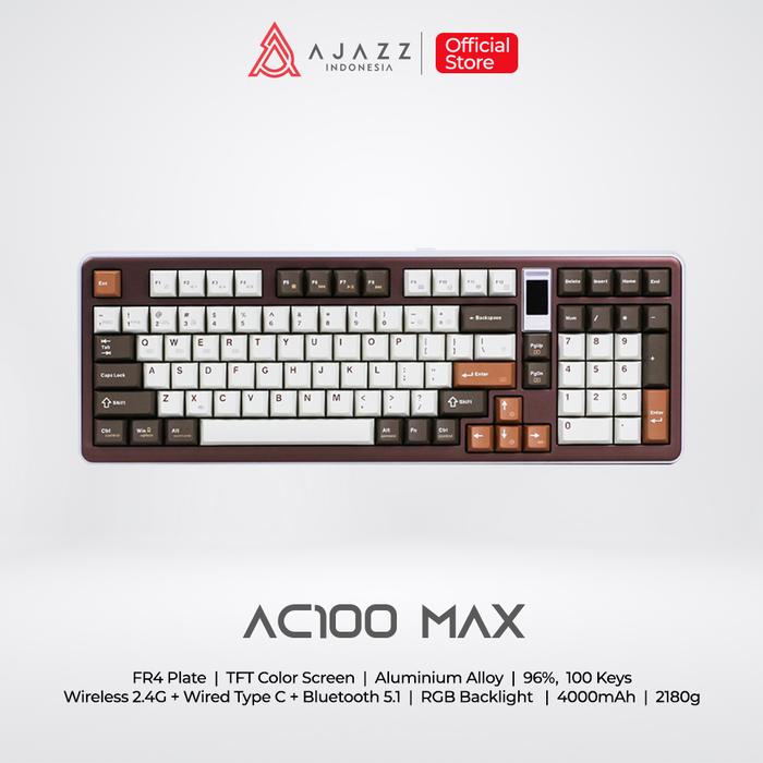 Gambar Ajazz AC100 MAX 96% Layout Alumunium CNC Mechanical Keyboard Three-Mode RGB with TFT LCD - COFFEE, ICE CREAM dari Ajazz Indonesia undefined Tokopedia