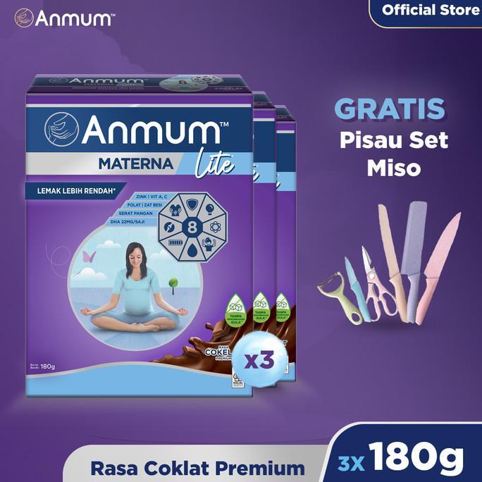 Gambar Anmum Materna Lite Cokelat 3x180g - Free Gift - Pisau Set Misoo dari edna_shop undefined Tokopedia