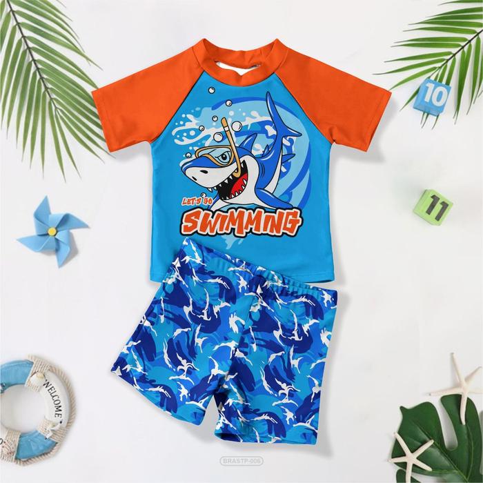 Gambar Baju Renang Anak Stelan Pendek Model Baru - Baju Renang Stelan Anak spandek Sport Swimming Cloth - SHARK SWIMMING, XL [7-8 THN] dari Aurel Babyshop undefined Tokopedia
