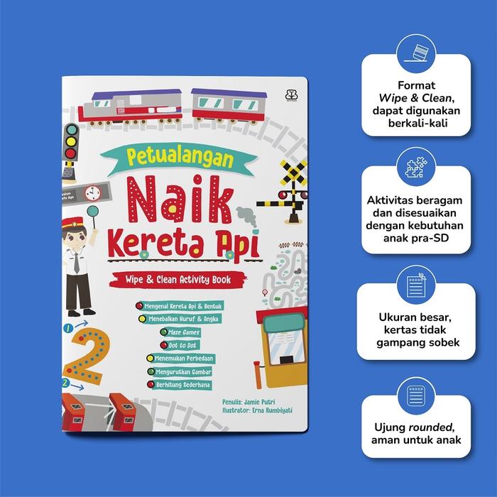 Gambar [Bentang] Buku Anak | Petualangan Naik Kereta Api : Wipe & Clean Activity Book dari Bentang Pustaka Official undefined Tokopedia