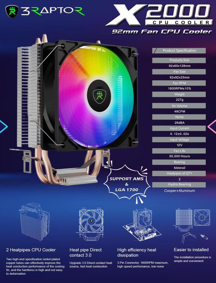 Auto Rgb Fan Jual RAPTOR CPU COOLER X2000 AUTO RGB FAN - Jakarta Pusat - Daftar ...