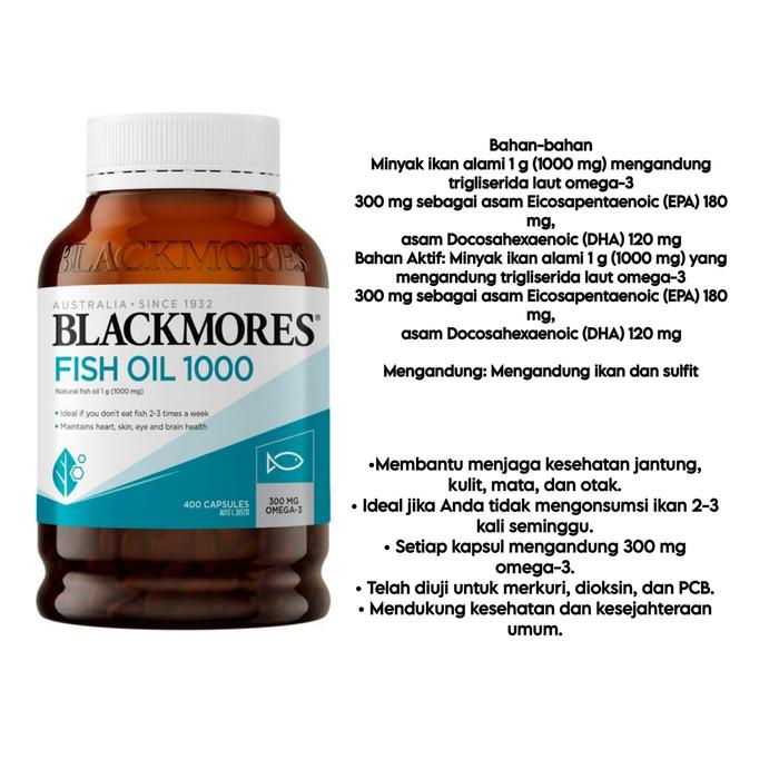 Gambar Blackmores Fish oil - Odourless - Omega triple - Omega mini - Brain - Fish oil 1000 dari Plaza Organik undefined Tokopedia