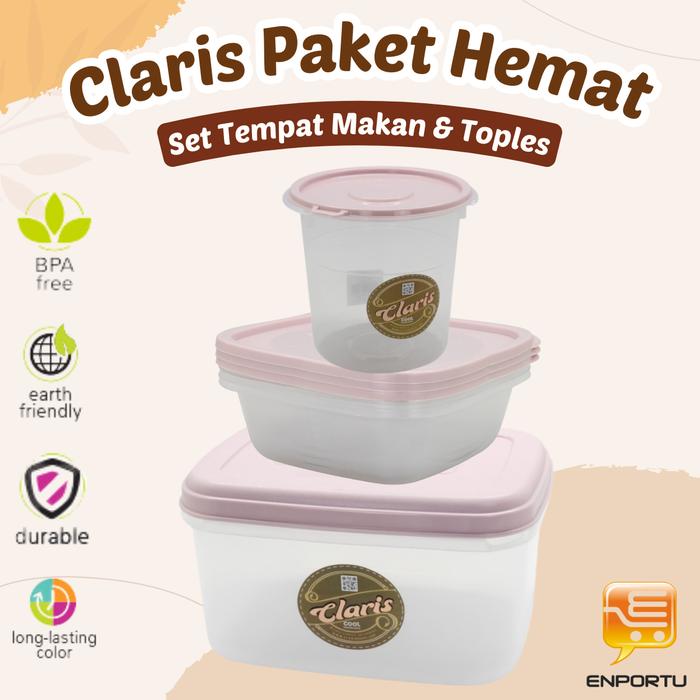 Gambar CLARIS Paket Hemat Set Tempat Makan & Toples | Toples Kue | Foodsaver | Bekal Makan - Purple dari Enportu Home Living undefined Tokopedia