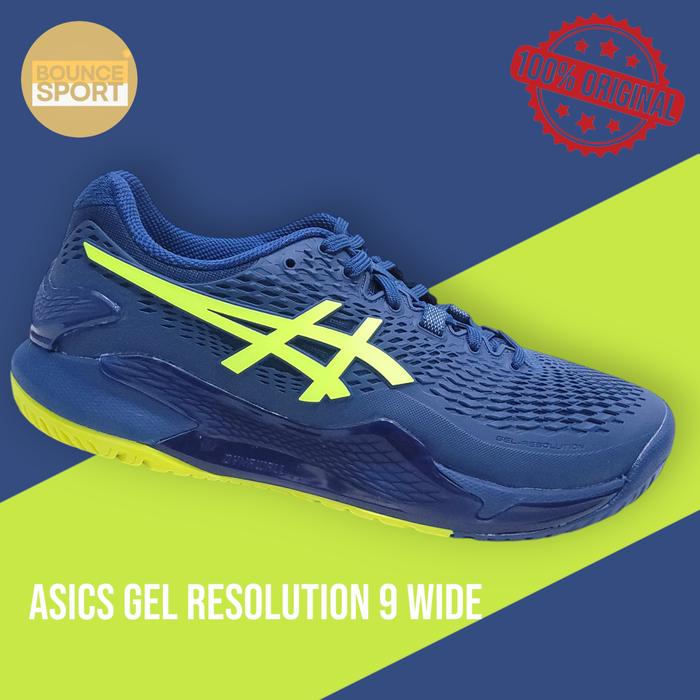 Gambar Sepatu Tenis Asics Gel Resolution 9 Wide navy green - 42.5 dari bouncesport undefined Tokopedia