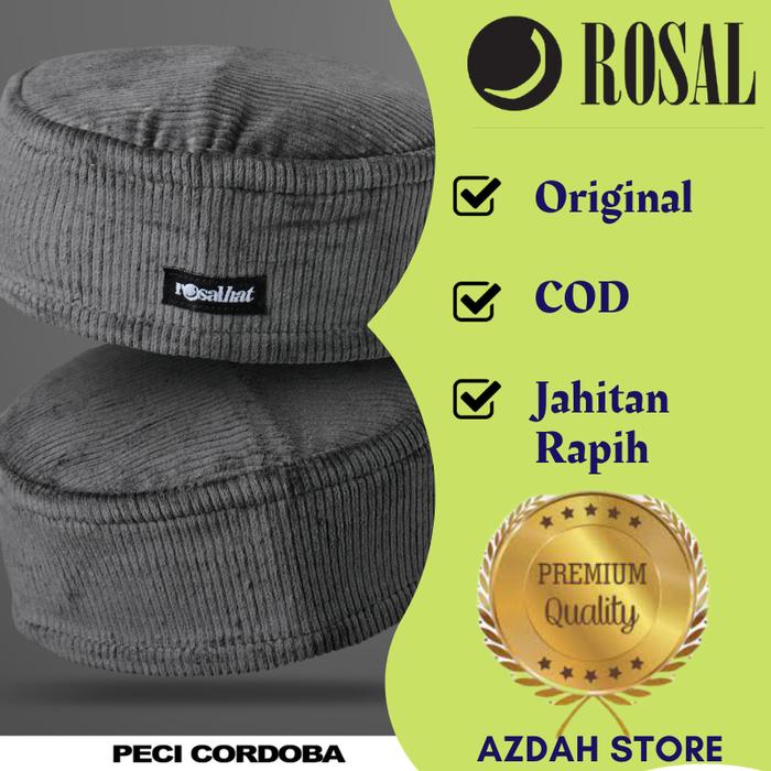 Gambar Peci Kopiah Songkok CORDOBA ROSAL Bahan coduroy korduroi premium Polos Muslim Pria Dewasa Cowok Promo Murah - Abu-abu dari Azdah Store undefined Tokopedia