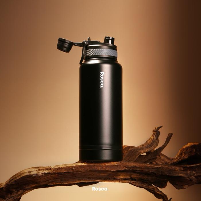 Gambar Rosca PocketJug Tumbler Stainless 1 Liter Botol Minum 1 Liter Tahan Panas / Dingin Portable Stainless Steel Tumblr - Hitam dari Rosca Indonesia undefined Tokopedia