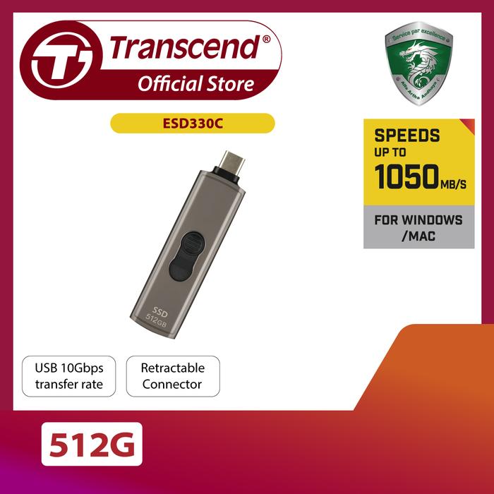 Gambar Transcend ESD330C External SSD USB 3.2 Gen 2x1 (USB 10Gbps) USB Type-C Retractable - 512GB dari Transcend Indonesia undefined Tokopedia