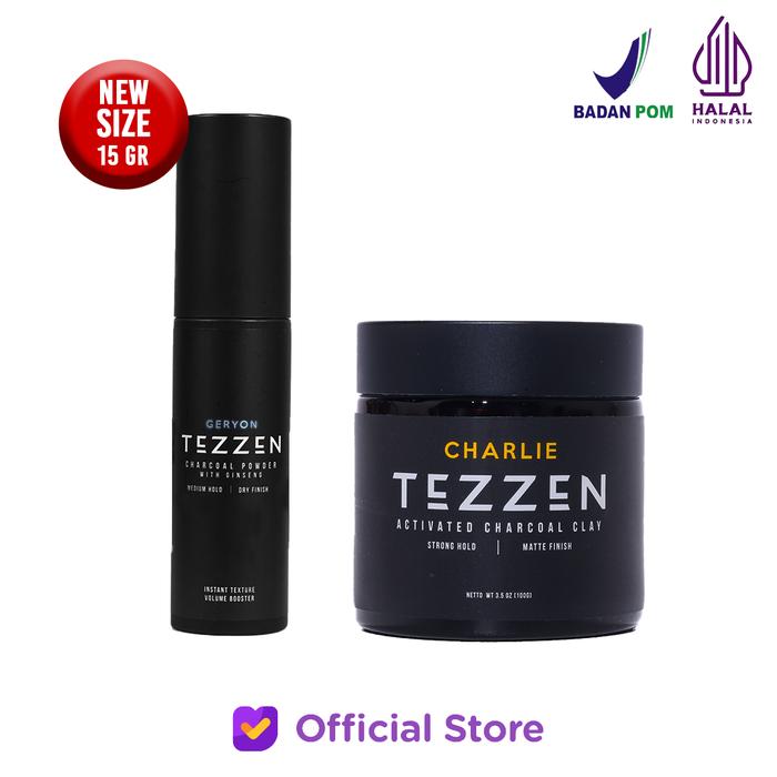 Gambar [BUNDLING] Tezzen Charcoal Hair Powder 15gr + Tezzen Clay - G+Charlie dari Tezzen Grooming undefined Tokopedia