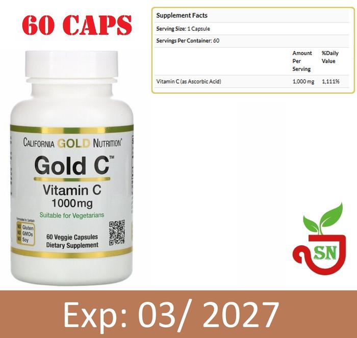 Gambar California Gold Nutrition Gold C USP, Vitamin C 1000 mg 60, 240 caps - 60 Veggie Caps dari SehatNegeriku undefined Tokopedia