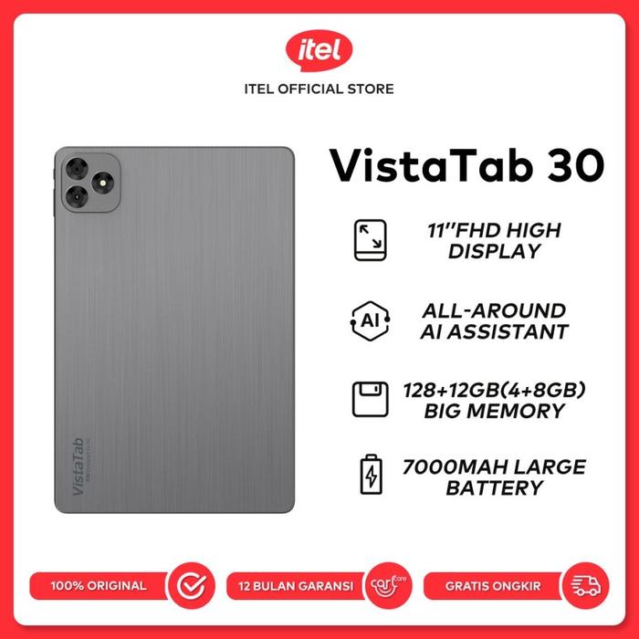 Gambar Itel VistaTab 30 12GB(4+8)/128 GB - Tablet 11" FHD+ IPS Display Screen - 7000mAh - Dual Speakers - AI Assistant with Learning Center for Kid - Grey dari Techno Com_NEW undefined Tokopedia