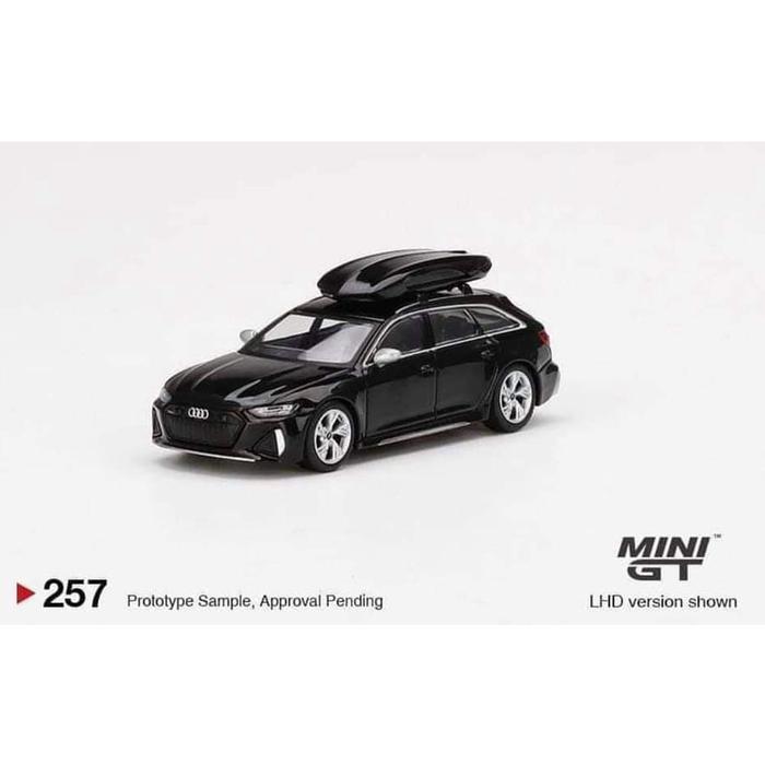 MINI GT NO. 257 AUDI RS 6 AVANT MYTHOS BLACK METALLIC W/ ROOF BOX