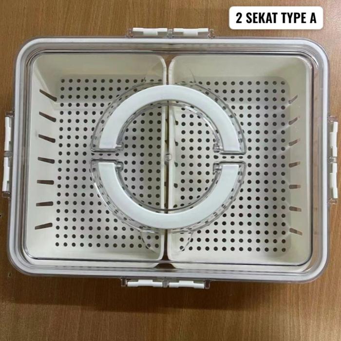 Gambar Tempat Food Storage Makanan Sayur Buah Tempat Box makanan Sayur / Tempat Penyimpanan Makanan Kulkas Kotak penyimpanan - 2 Sekat Type A  dari Avenue.id Homedecor undefined Tokopedia