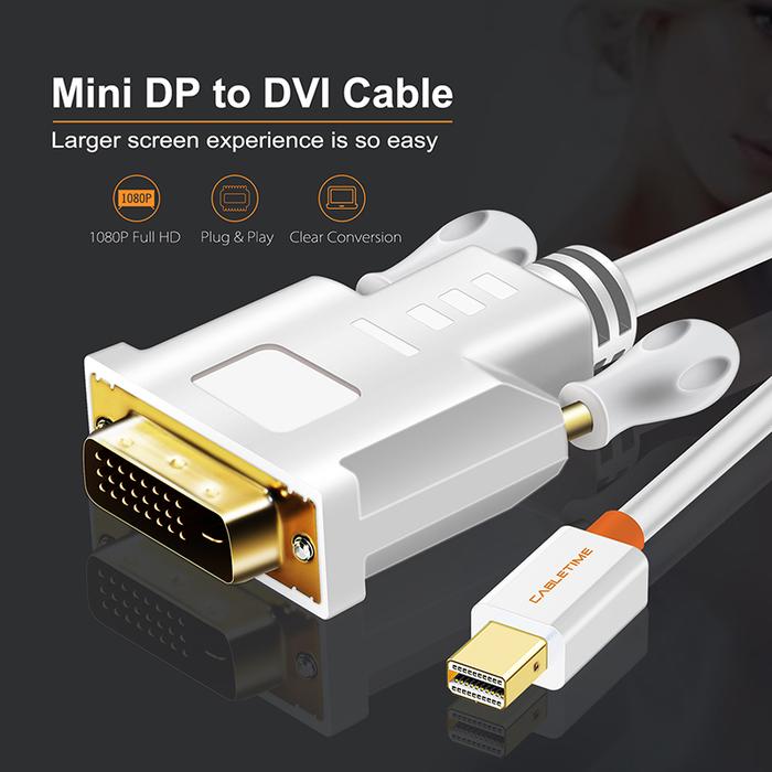 Promo Kabel Mini DisplayPort to DVI-D 24+1 CABLETIME Mini DP to