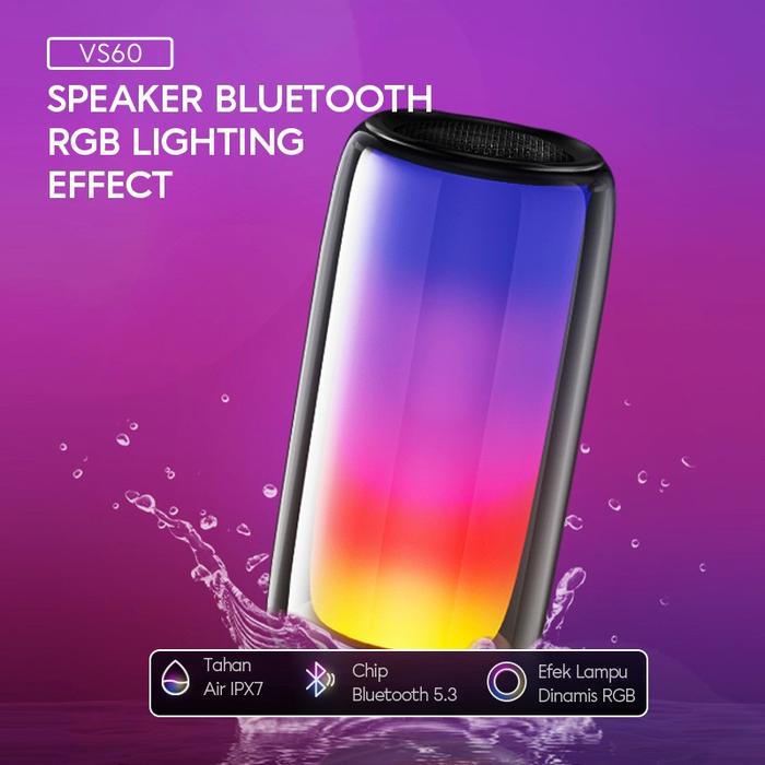 Gambar VIVAN VS60 10W LED Bluetooth Speaker | Bluetooth 5.3 | 10 watt | Waterproof IPX7 | RGB Light | TWS Connect USB / Micro SD CARD / AUX dari VIVAN SHOP Authorized Store undefined Tokopedia