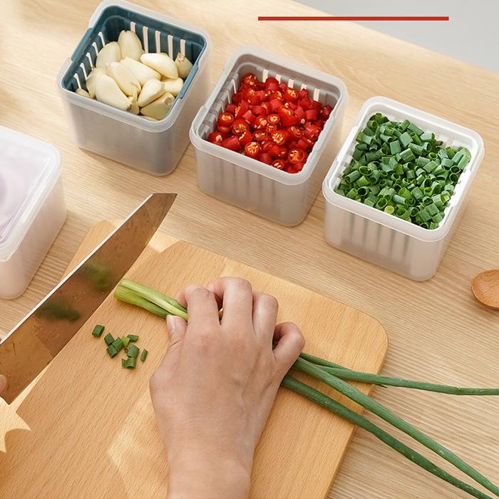 Gambar WELLO Kotak Penyimpanan Kulkas Daun Bawang Jahe Cegah Busuk dan Rusak - Mix - 3 Box dari movios.id undefined Tokopedia