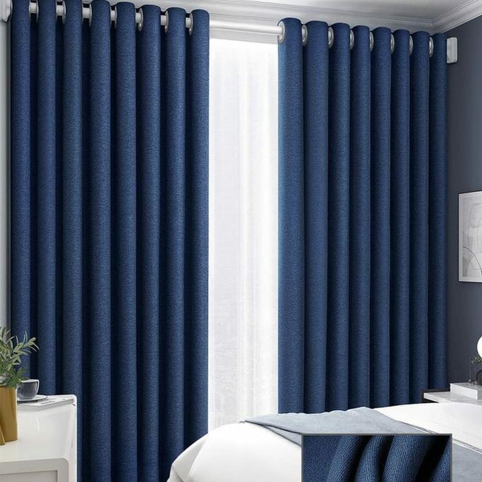 Gambar Gorden blackout biru navy polos minimalis gorden Jendela/kaca/kamar/ruang tamu/kantor/villa minimalis - Biru Navy, L.100 x T.265cm dari Gorden Custom. undefined 5 Tokopedia