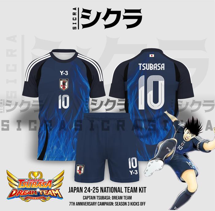 Jersey Japan 2025 Captain Tsubasa National Team Jersey Timnas Jepang  Tsubasa Cosplay Bola Manga Satu Set, S