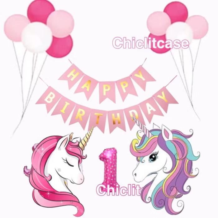 Gambar Set paket balon unicorn pink simple pony ulang tahun dekorasi anak - Tipe A, Umur 1 dari chiclitcase2 undefined 5 Tokopedia