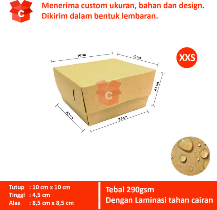 Gambar LUNCH BOX PAPER KRAFT LAMINASI - Box/Dus/Kotak Makanan XXS,XS, S, M, L 290gsm - XXS dari Cettakin undefined Tokopedia