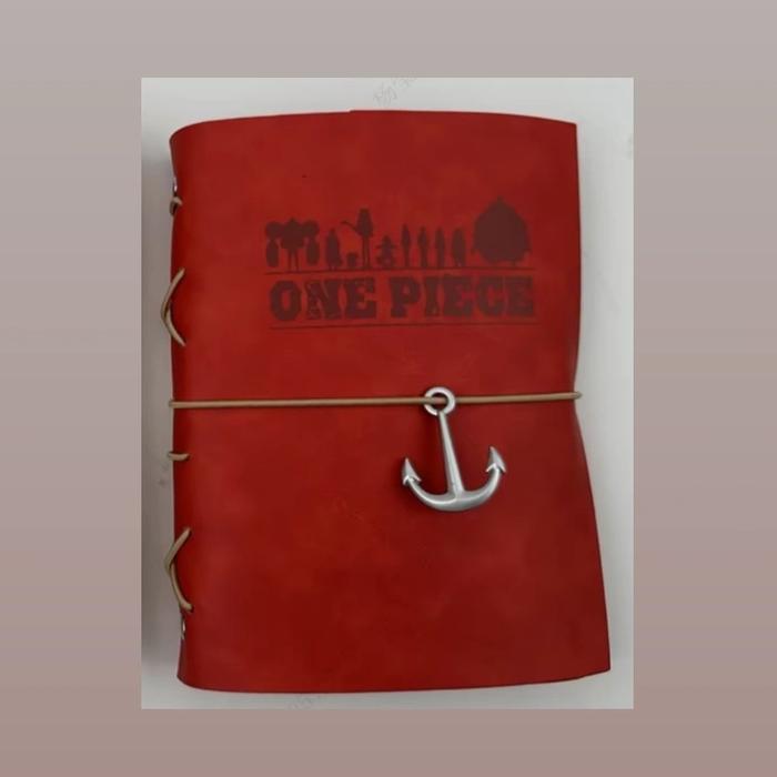 Gambar Miniso One Piece Classic Collection Red & Creamy B6 PU Loose-Leaf Wire-bound Book with Band (80 Sheets) - Red dari jastipsripilan undefined Tokopedia
