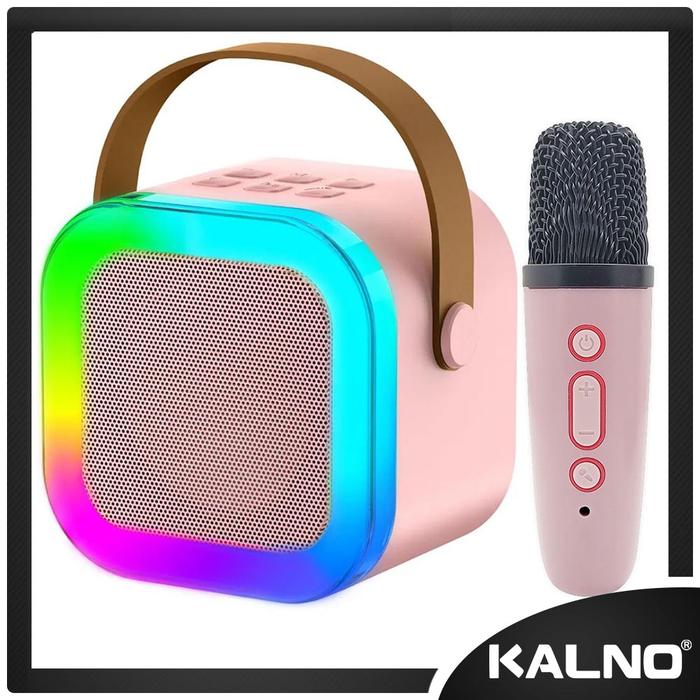 Gambar Karaoke sound system speaker bluetooth dilengkapi dengan 2 buah mic atau 1 buah mic K12 -Mini Speaker Wireless - mic 1 , cream dari Kalno Mall ID undefined Tokopedia