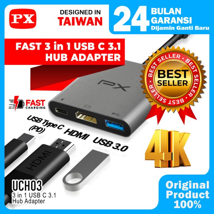Gambar Hub Converter Type C 3.1 Macbook Laptop to USB 4K HDMI 3 in 1 PX UCH03 dari Digital Shop Solution undefined Tokopedia