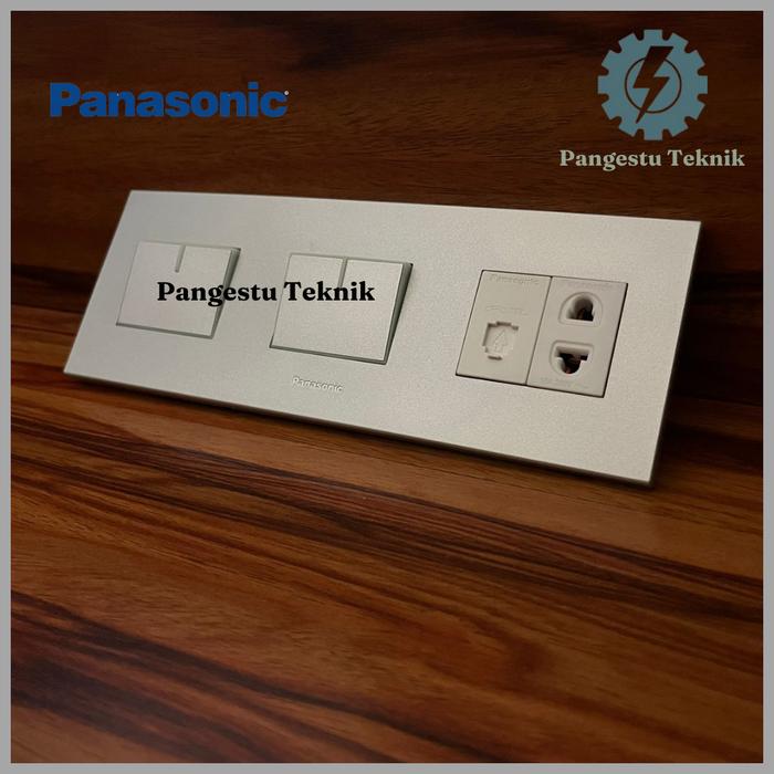 Gambar Panasonic Modul Telepon + Double Saklar Besar + Stop Kontak Universal / Panasonic Silver Style Series - (S-P) Tanpa Dus dari Pangestu Teknik undefined Tokopedia