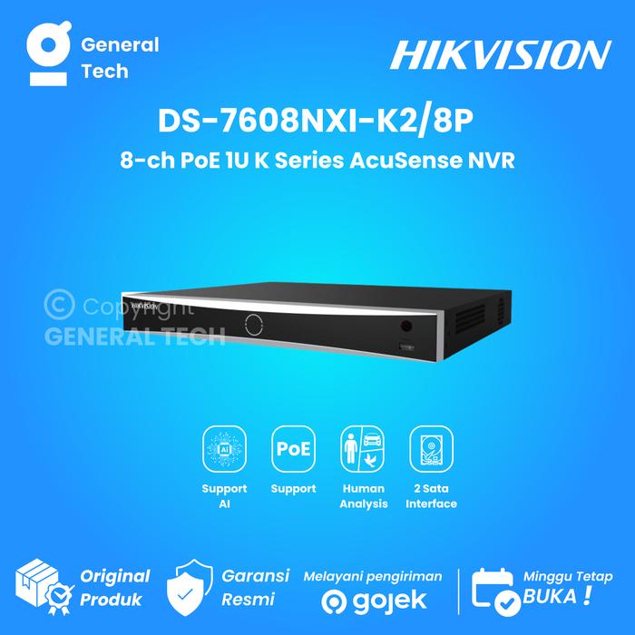 Nvr Hikvision Ds-7608nxi-k28p 8-ch Poe 1u K Series Acusense Network Video  Recorder