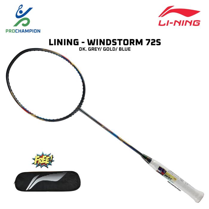 Gambar New Raket Badminton LINING WINDSTORM 72 S / 72S / WS72S Grey Gold Blue - BG66F/NN98 dari PROCHAMPION undefined Tokopedia