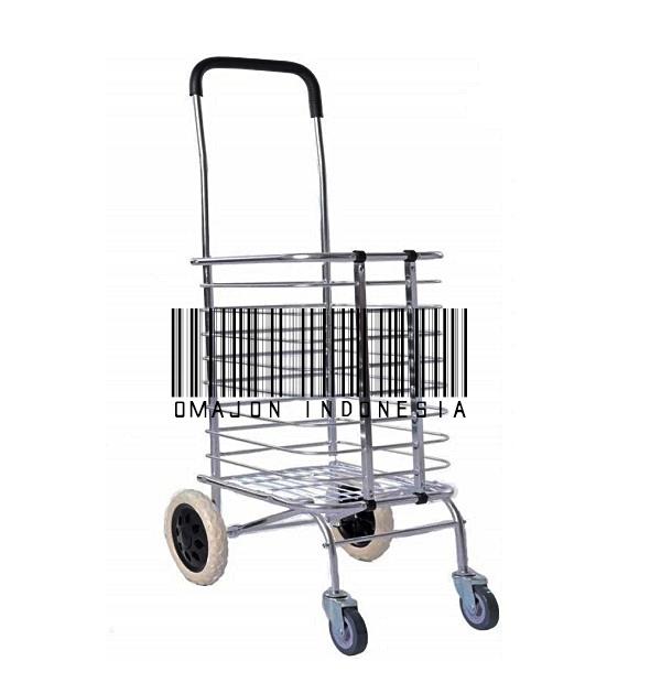 Gambar Trolley Shopping Alumunium / Keranjang Belanja Pasar Roda 4 Lipat - Trolly Al 4Roda dari Omajon Indonesia undefined Tokopedia