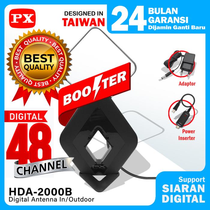 Gambar Antena TV Digital Analog Booster Indoor Outdoor + 12Meter PX HDA-2000B dari Digital Shop Solution undefined Tokopedia