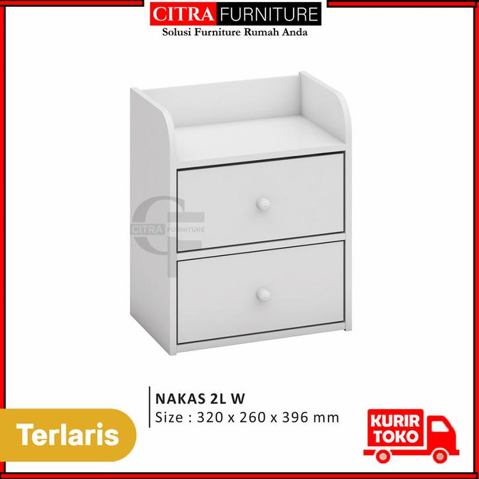 Gambar SHUMO Meja Nakas 2 Drawer | Bed side Table Minimalis | Kabinet Serba guna - WHITE, DIRAKIT dari Citra furniture undefined Tokopedia