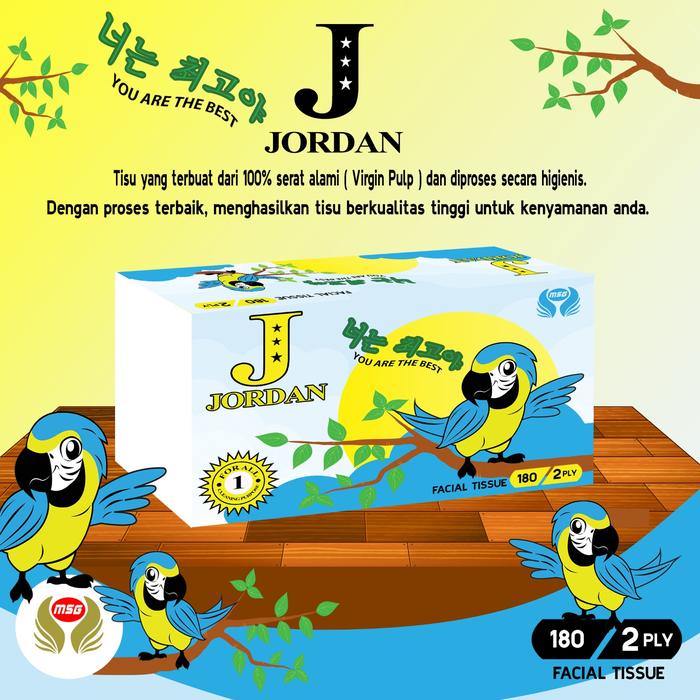 Gambar Tisu Wajah Jordan 100 % Virgin Pulp - 180 dari Mitra Sakti Globalindo undefined Tokopedia